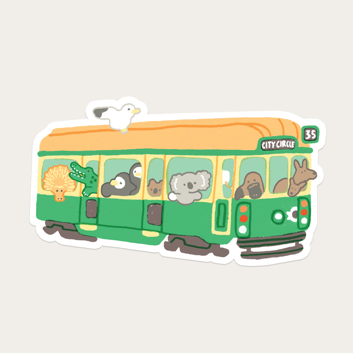Aussie Animals Melbourne City Circle Tram Sticker