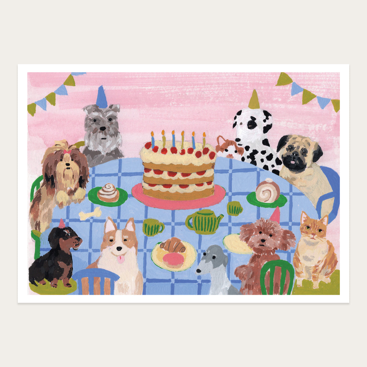 Dogs Cake Party Art Print
