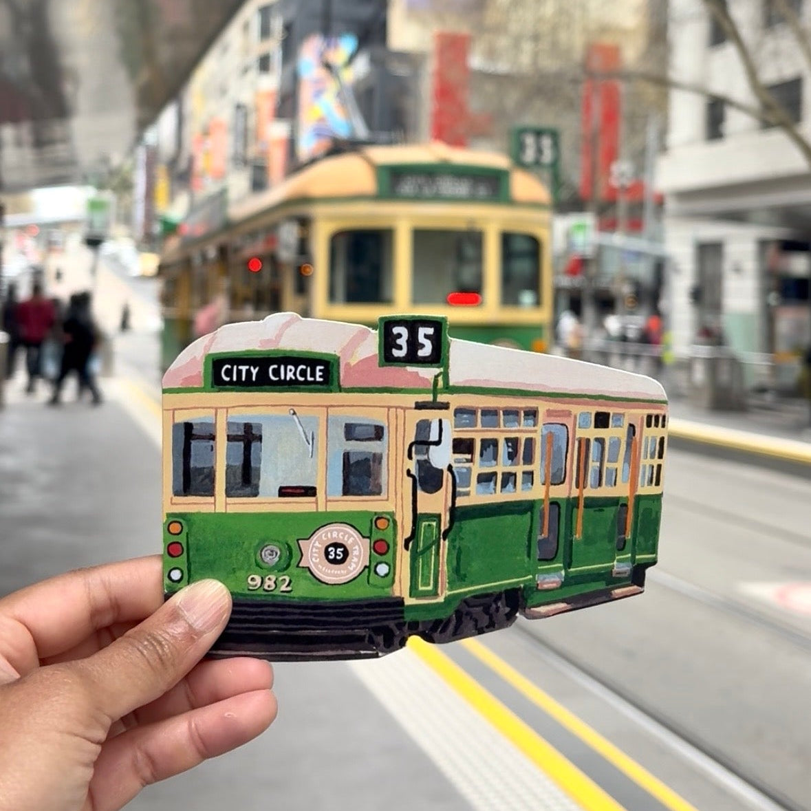 Melbourne City Circle Tram Postcard