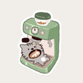 Grey cat's unlimited coffee supply sticker
