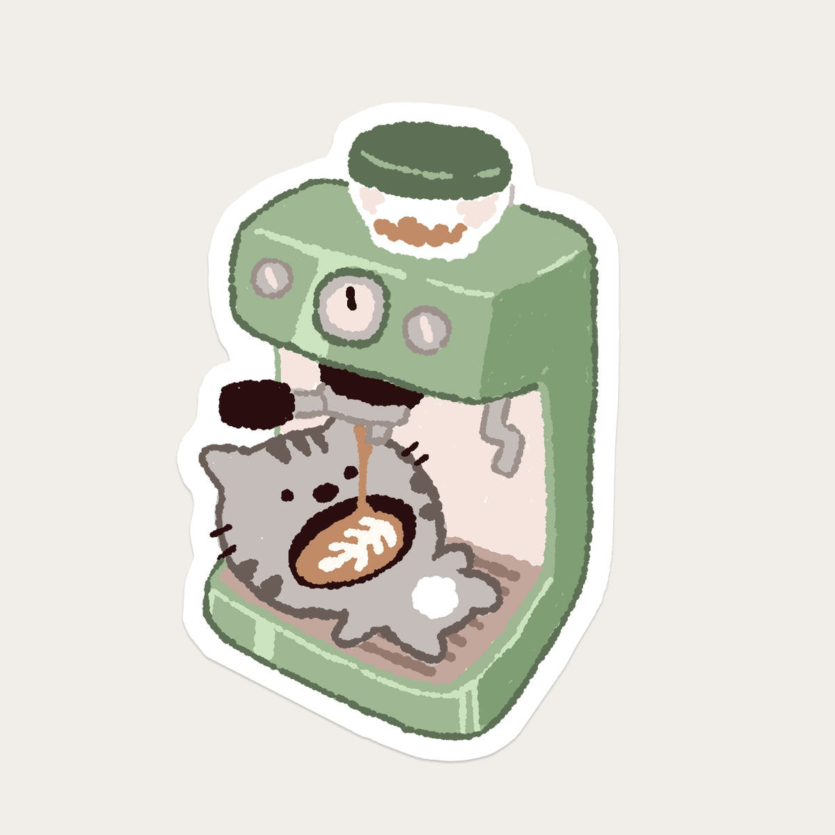 Grey cat's unlimited coffee supply sticker