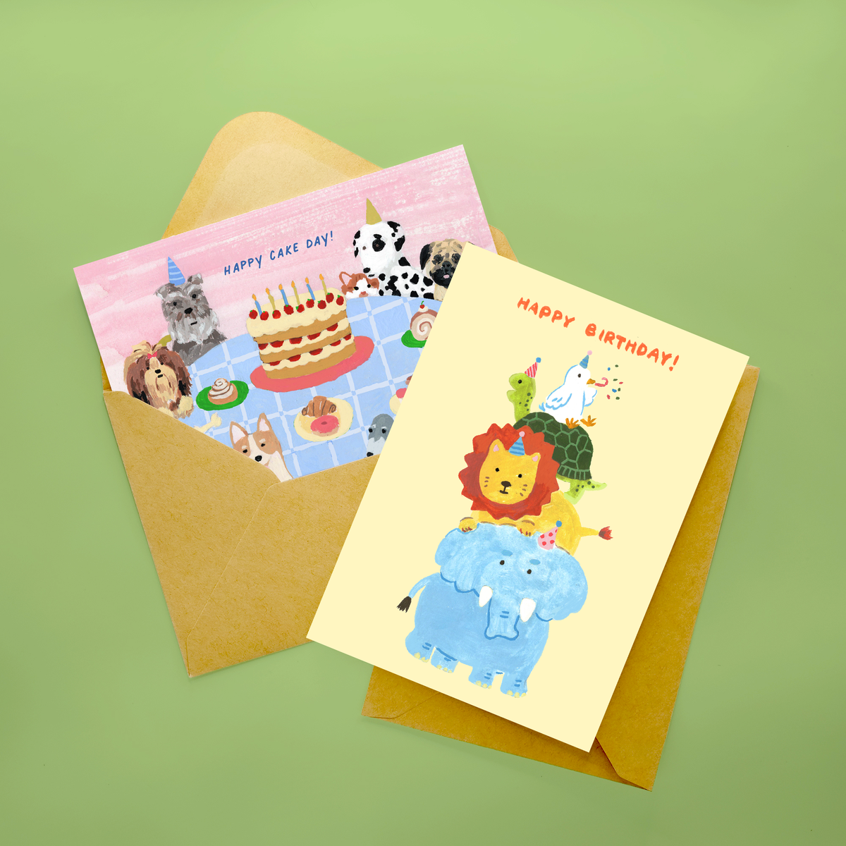 Dogs Cake Party Birthday Card